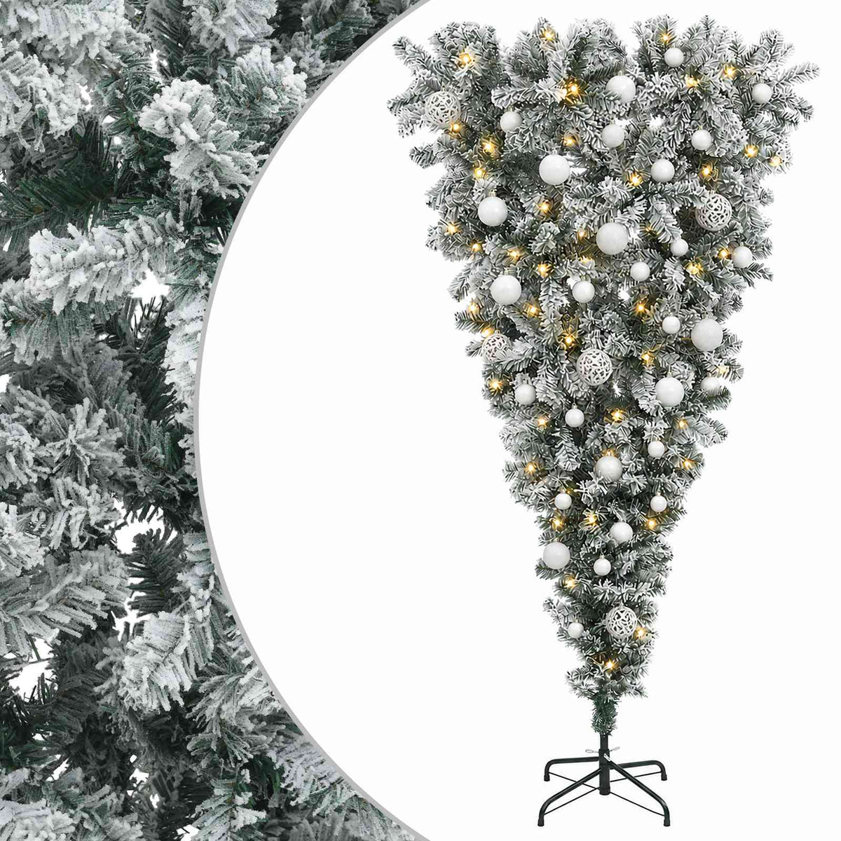 Upside-down Artificial Hinged Christmas Tree 150 cm 150 LEDs