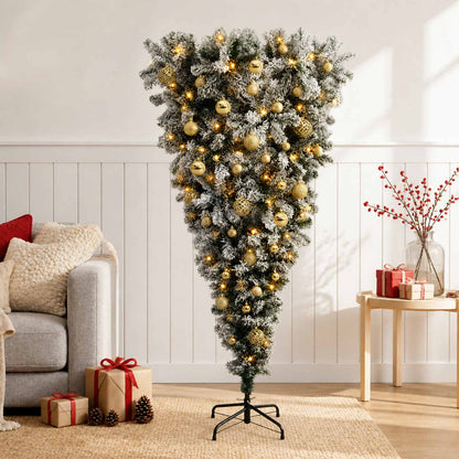 Upside-down Artificial Hinged Christmas Tree 150 cm 150 LEDs