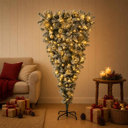 Upside-down Artificial Hinged Christmas Tree 150 cm 150 LEDs