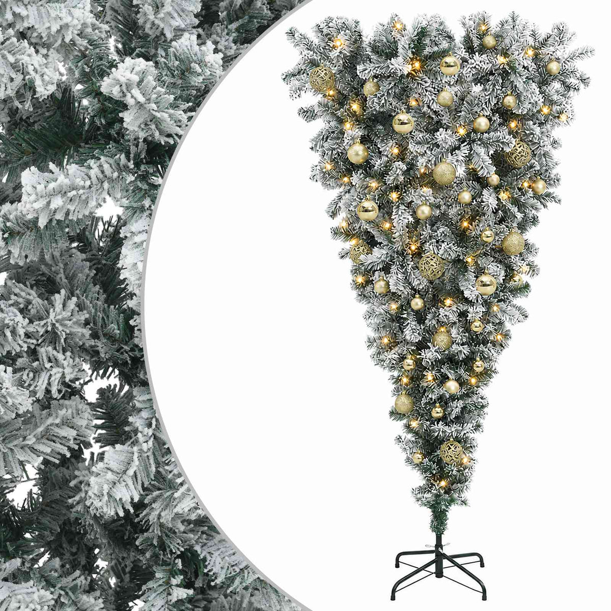 Upside-down Artificial Hinged Christmas Tree 150 cm 150 LEDs