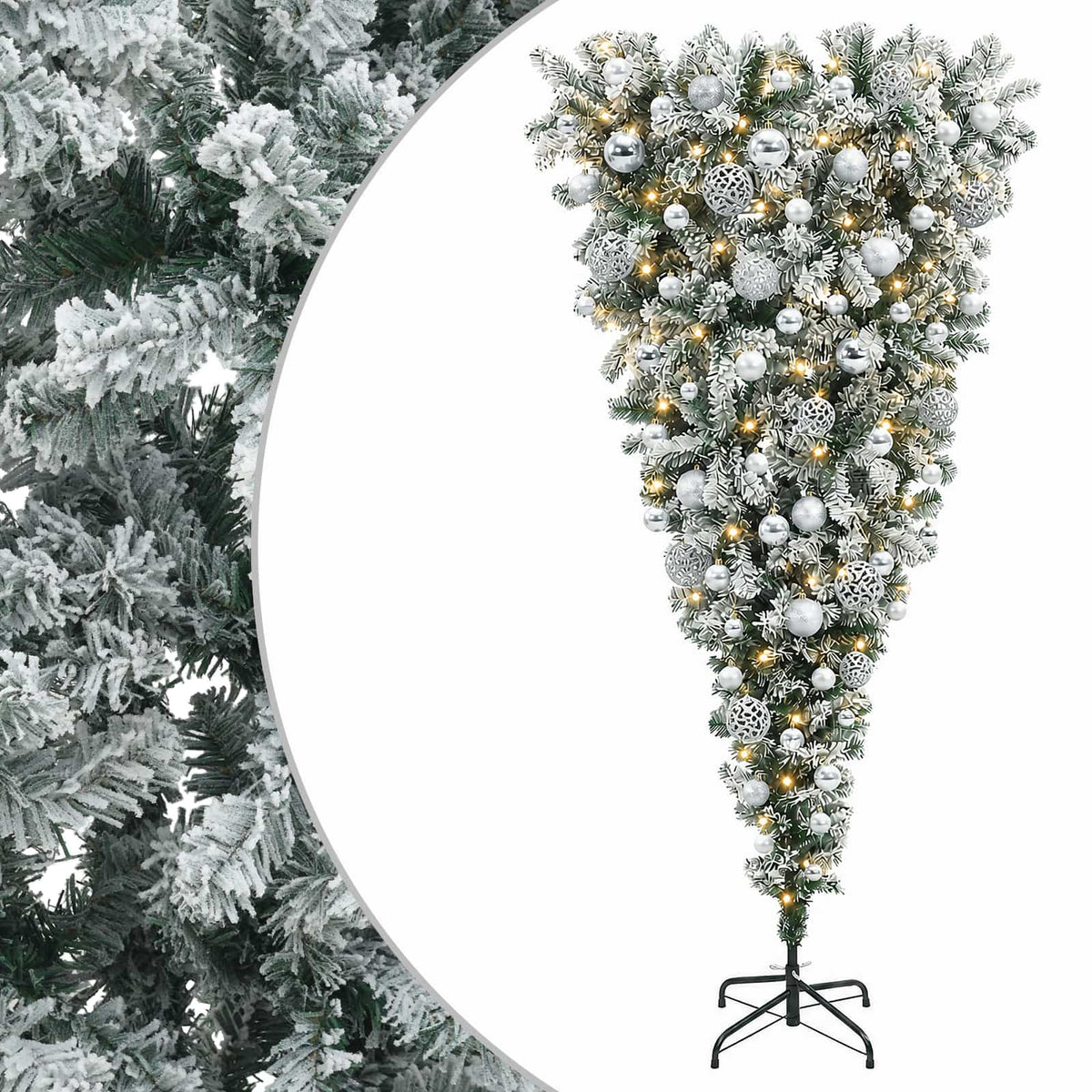 Upside-down Artificial Hinged Christmas Tree 180 cm 300 LEDs