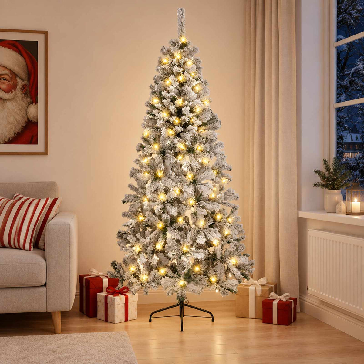 Artificial Hinged Christmas Tree 150 cm 150 LEDs Warm White