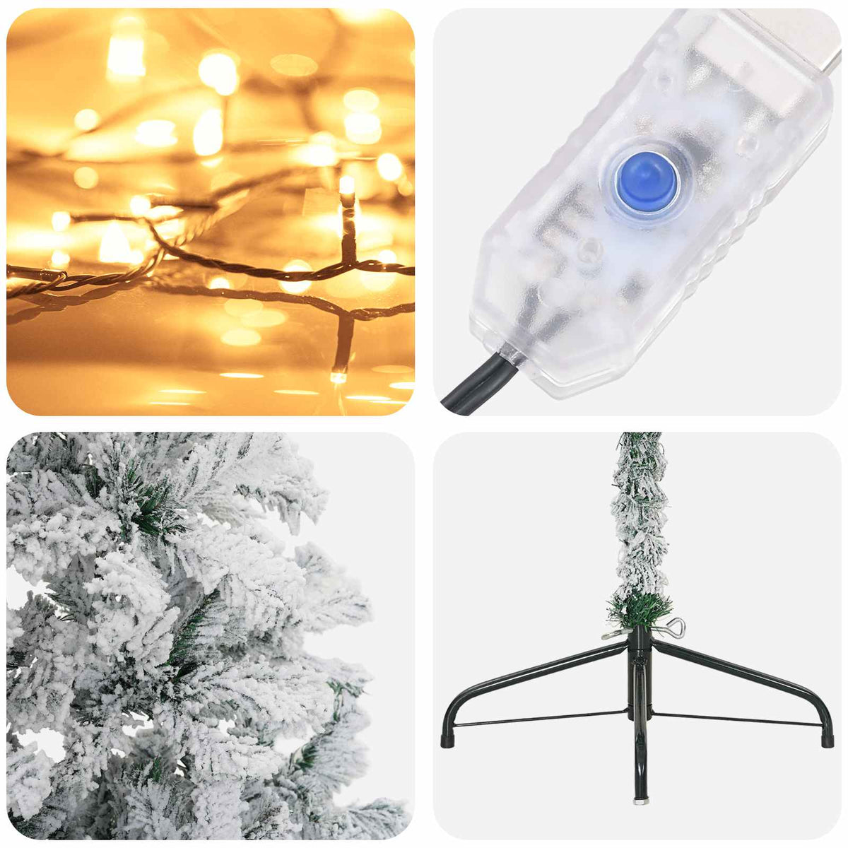 Artificial Hinged Christmas Tree 150 cm 150 LEDs Warm White