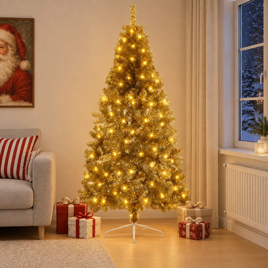 Artificial Hinged Christmas Tree 180 cm 300 LEDs Warm White