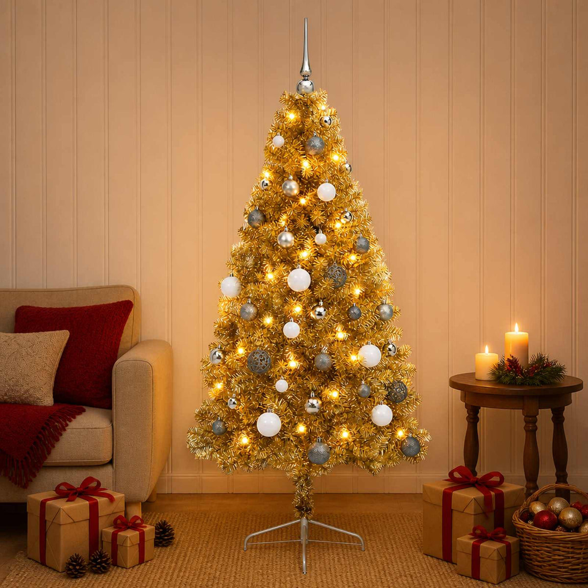 Artificial Christmas Tree with Bauble 150 cm 150 LEDs