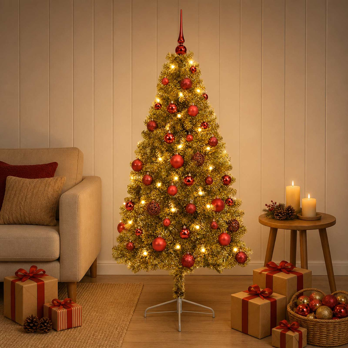Artificial Christmas Tree with Bauble 150 cm 150 LEDs