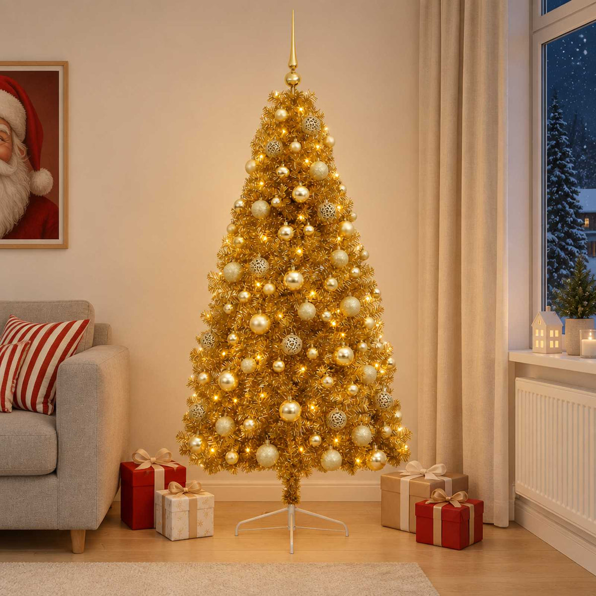 Artificial Christmas Tree with Bauble 210 cm 300 LEDs