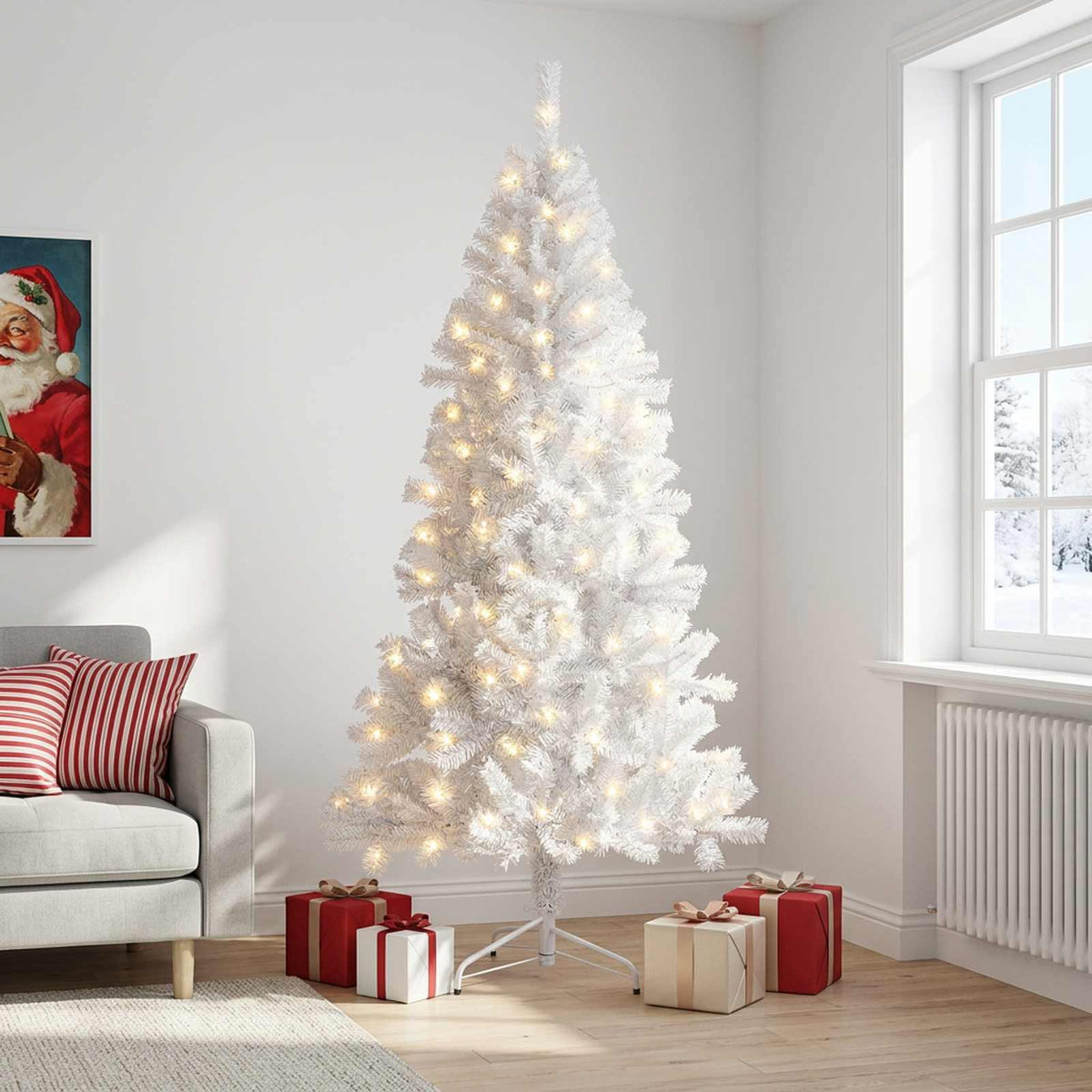 Artificial Hinged Christmas Tree 210 cm 300 LEDs Warm White
