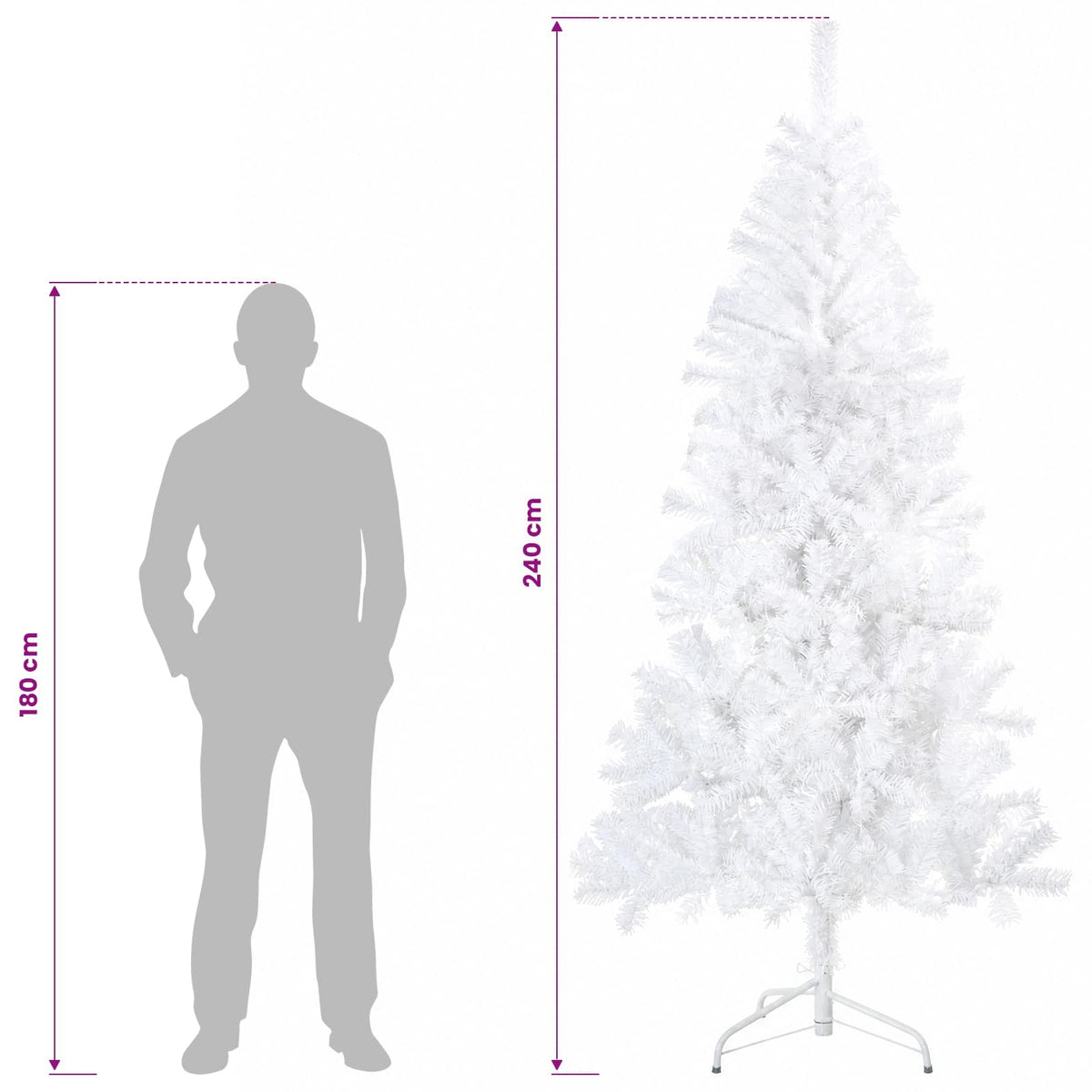 Artificial Hinged Christmas Tree 240 cm 300 LEDs Warm White