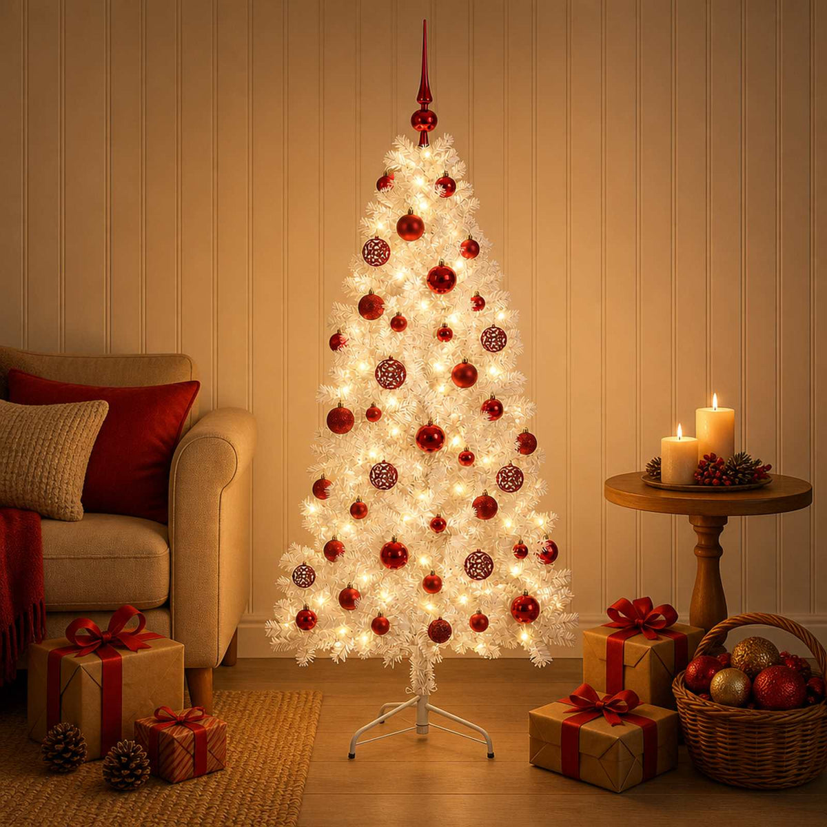 Artificial Christmas Tree with Bauble 150 cm 150 LEDs