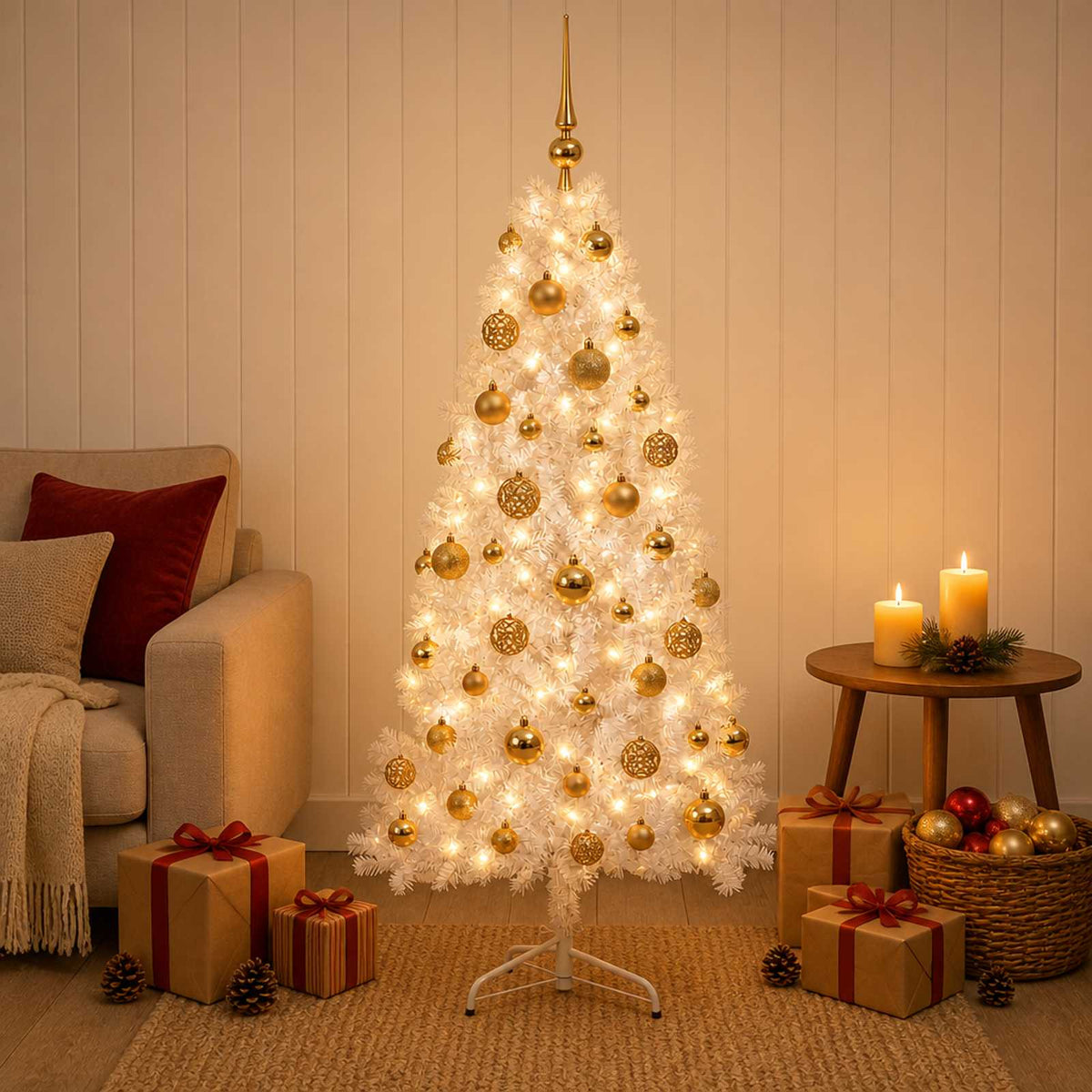 Artificial Hinged Christmas Tree 150 cm 150 LEDs Warm White