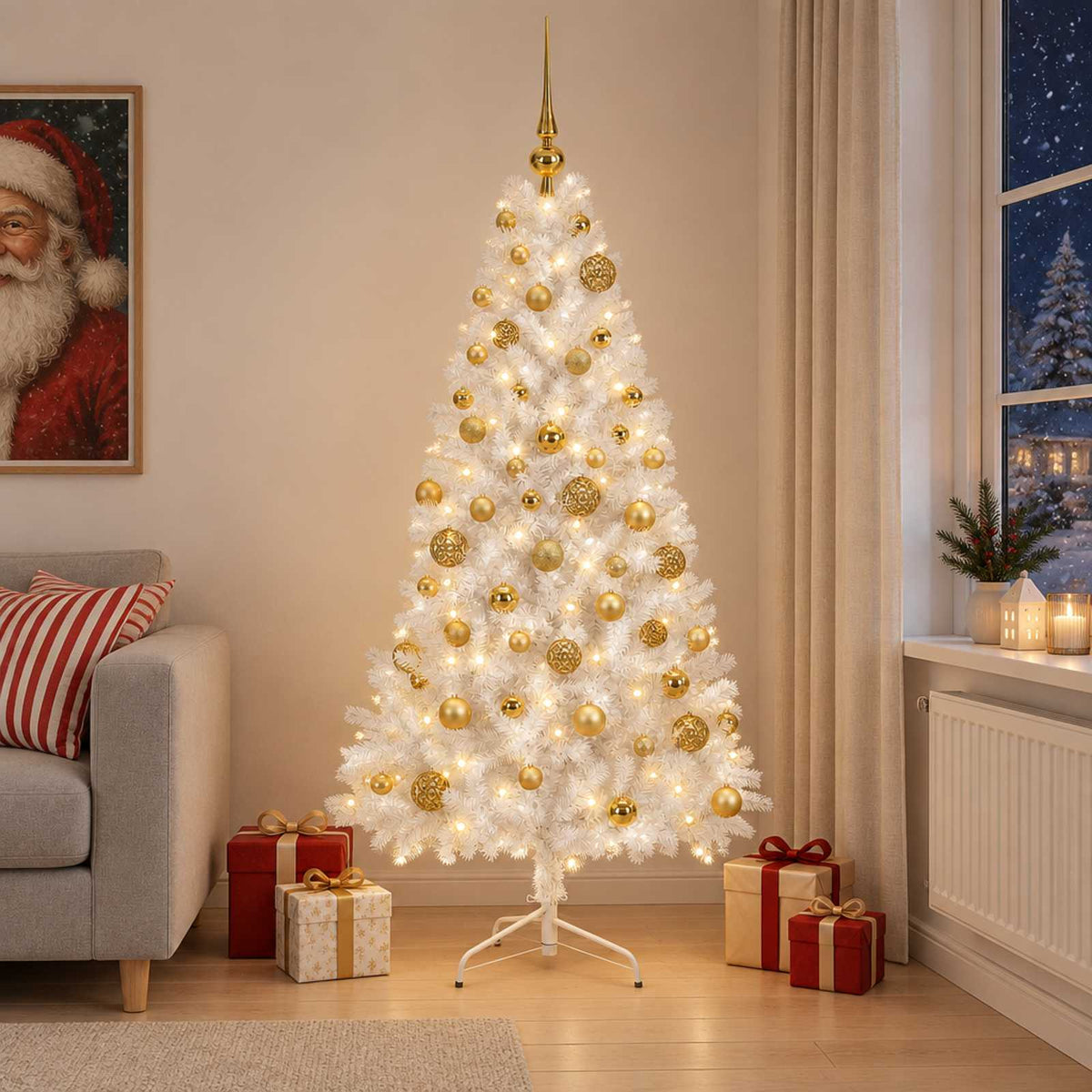 Artificial Christmas Tree with Bauble 210 cm 300 LEDs