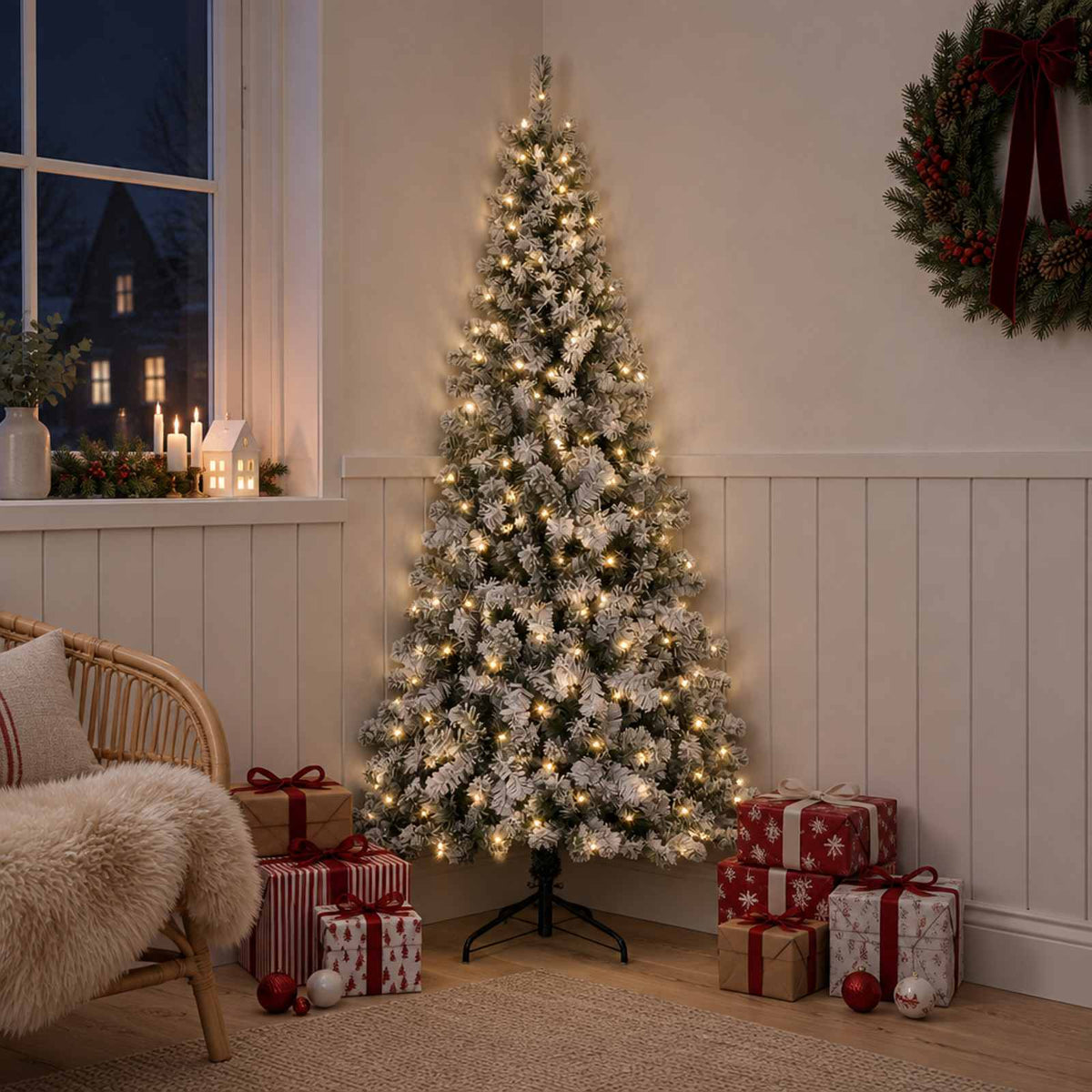 Artificial Hinged Christmas Tree 150 cm 150 LEDs Warm White