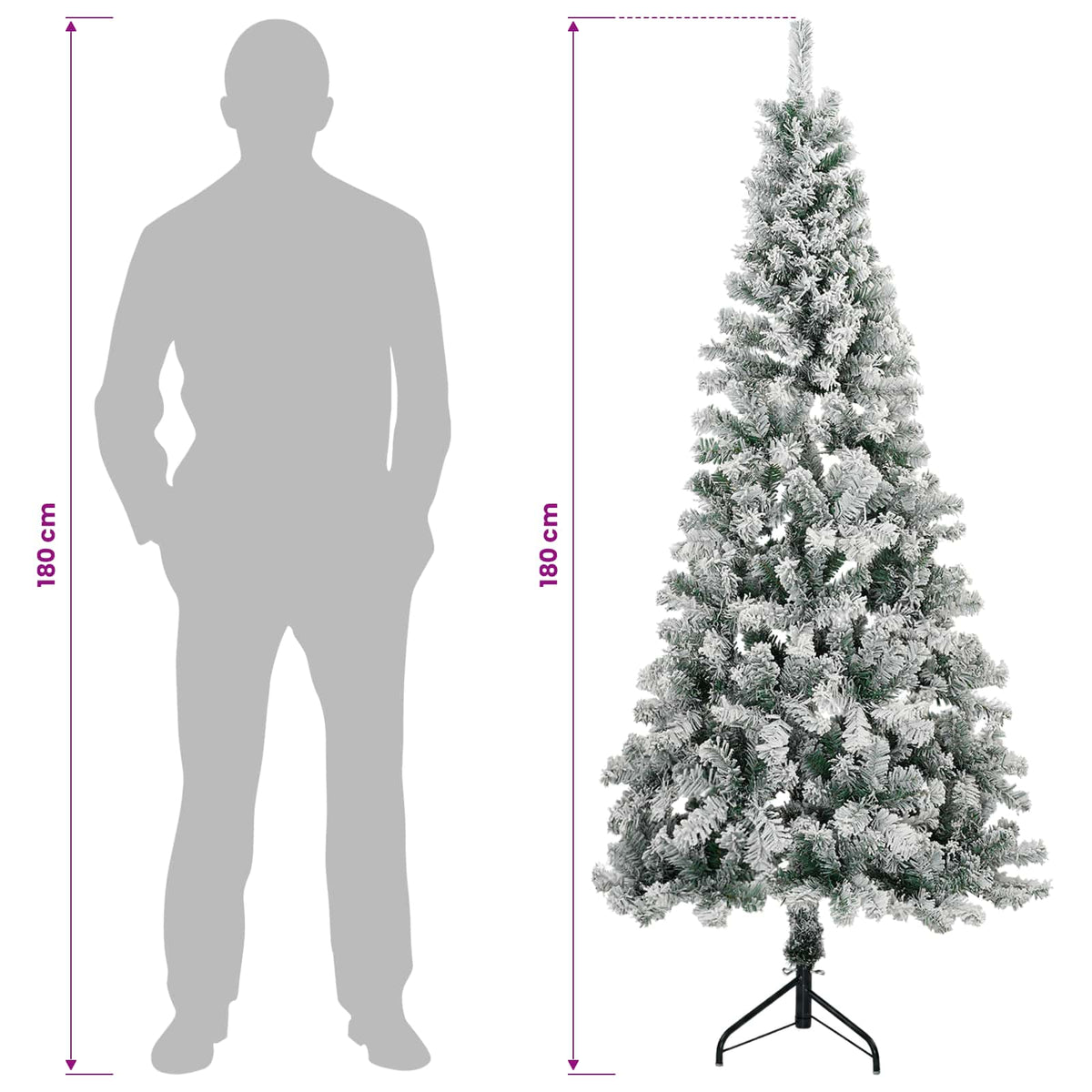 Artificial Hinged Christmas Tree 180 cm 300 LEDs Warm White
