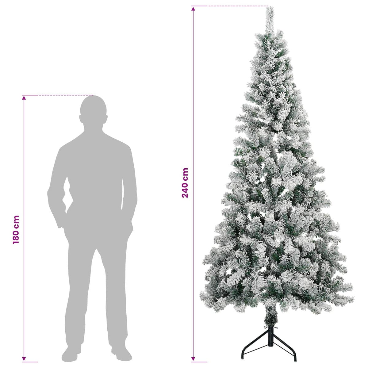 Artificial Hinged Christmas Tree 240 cm 300 LEDs Warm White