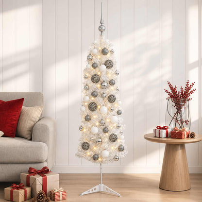 Artificial Slim Christmas Tree with Bauble 150 cm 150 LEDs