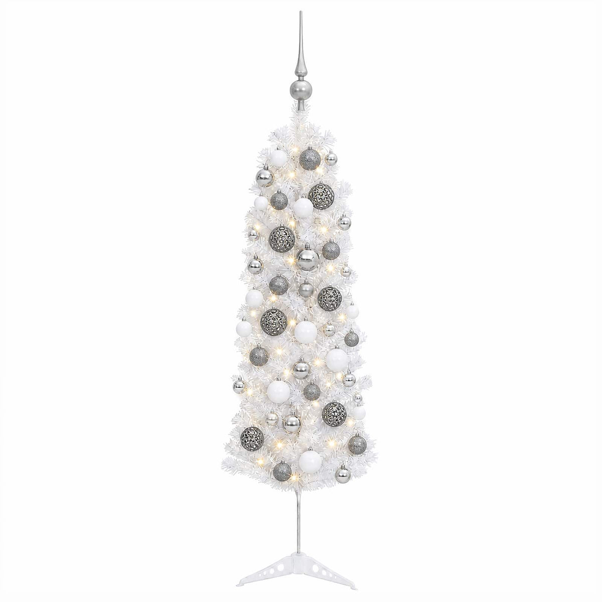 Artificial Slim Christmas Tree with Bauble 150 cm 150 LEDs