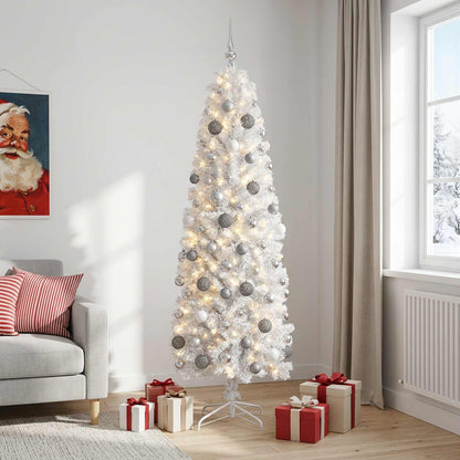 Artificial Slim Christmas Tree with Bauble 180 cm 300 LEDs