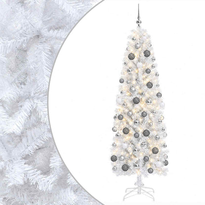 Artificial Slim Christmas Tree with Bauble 180 cm 300 LEDs