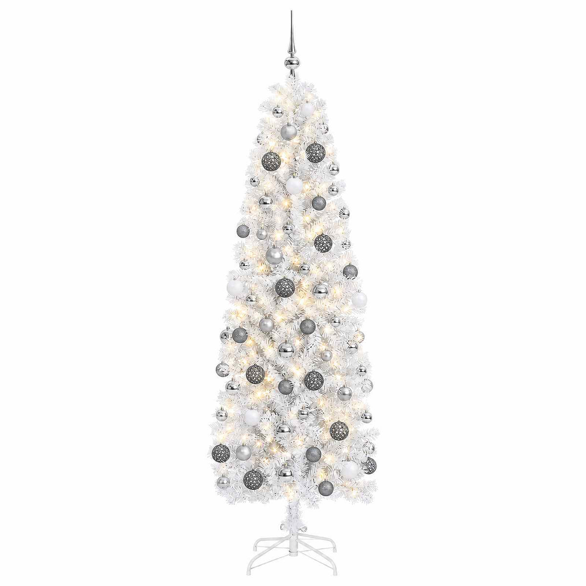 Artificial Slim Christmas Tree with Bauble 180 cm 300 LEDs
