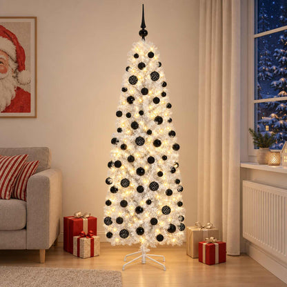 Artificial Slim Christmas Tree with Bauble 240 cm 300 LEDs
