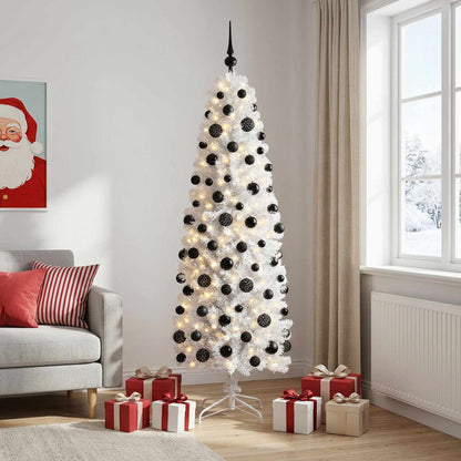 Artificial Slim Christmas Tree with Bauble 210 cm 300 LEDs