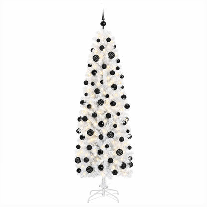 Artificial Slim Christmas Tree with Bauble 210 cm 300 LEDs