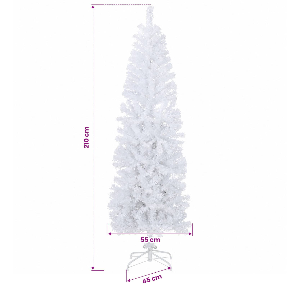 Artificial Slim Christmas Tree with Bauble 210 cm 300 LEDs