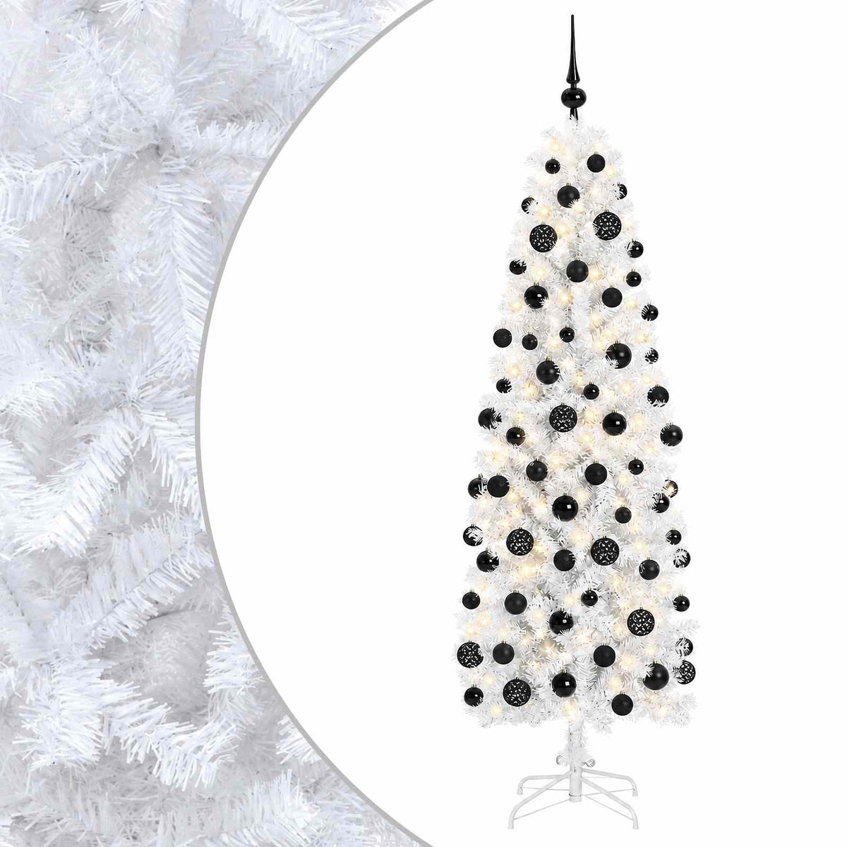 Artificial Slim Christmas Tree with Bauble 240 cm 300 LEDs