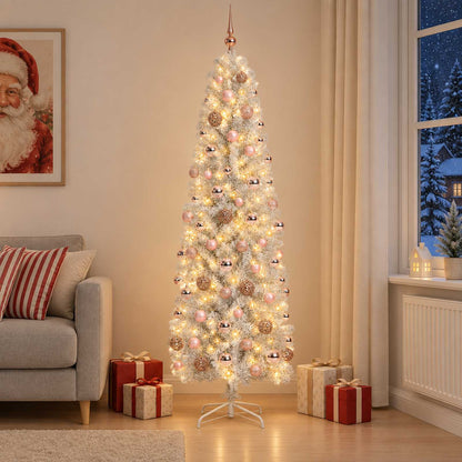 Artificial Slim Christmas Tree with Bauble 180 cm 300 LEDs