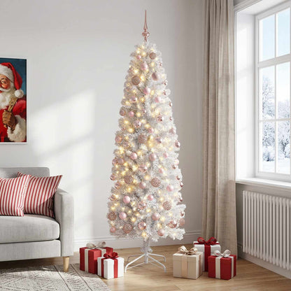 Artificial Slim Christmas Tree with Bauble 180 cm 300 LEDs