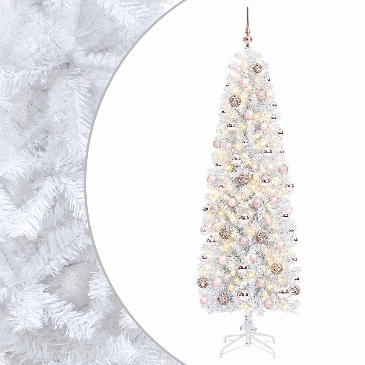 Artificial Slim Christmas Tree with Bauble 180 cm 300 LEDs