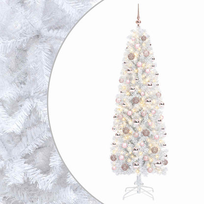 Artificial Slim Christmas Tree with Bauble 180 cm 300 LEDs
