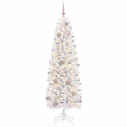 Artificial Slim Christmas Tree with Bauble 180 cm 300 LEDs
