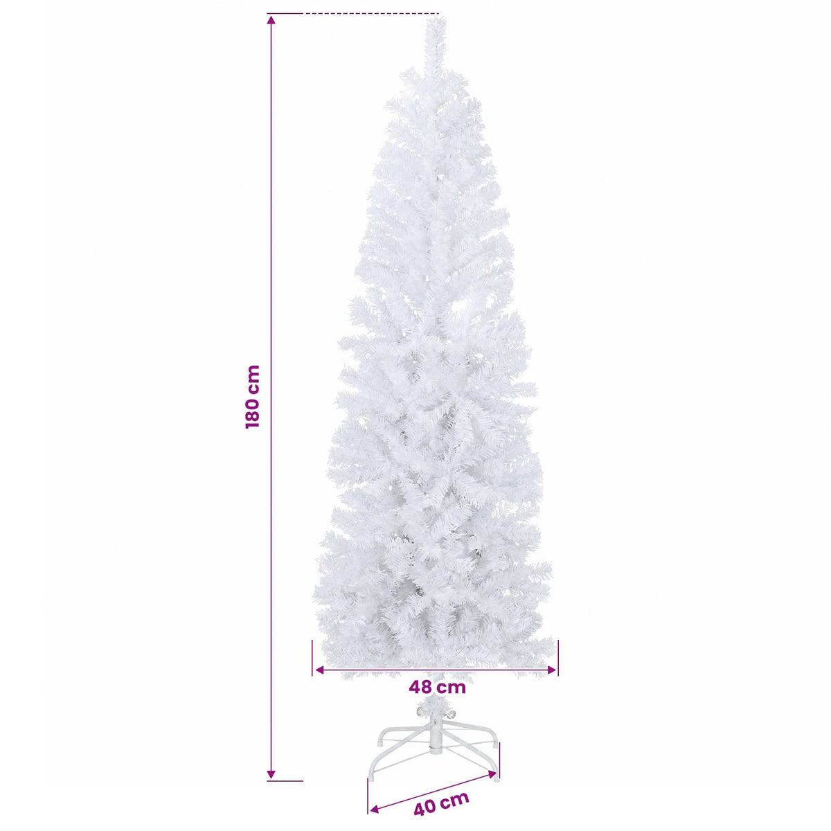 Artificial Slim Christmas Tree with Bauble 180 cm 300 LEDs