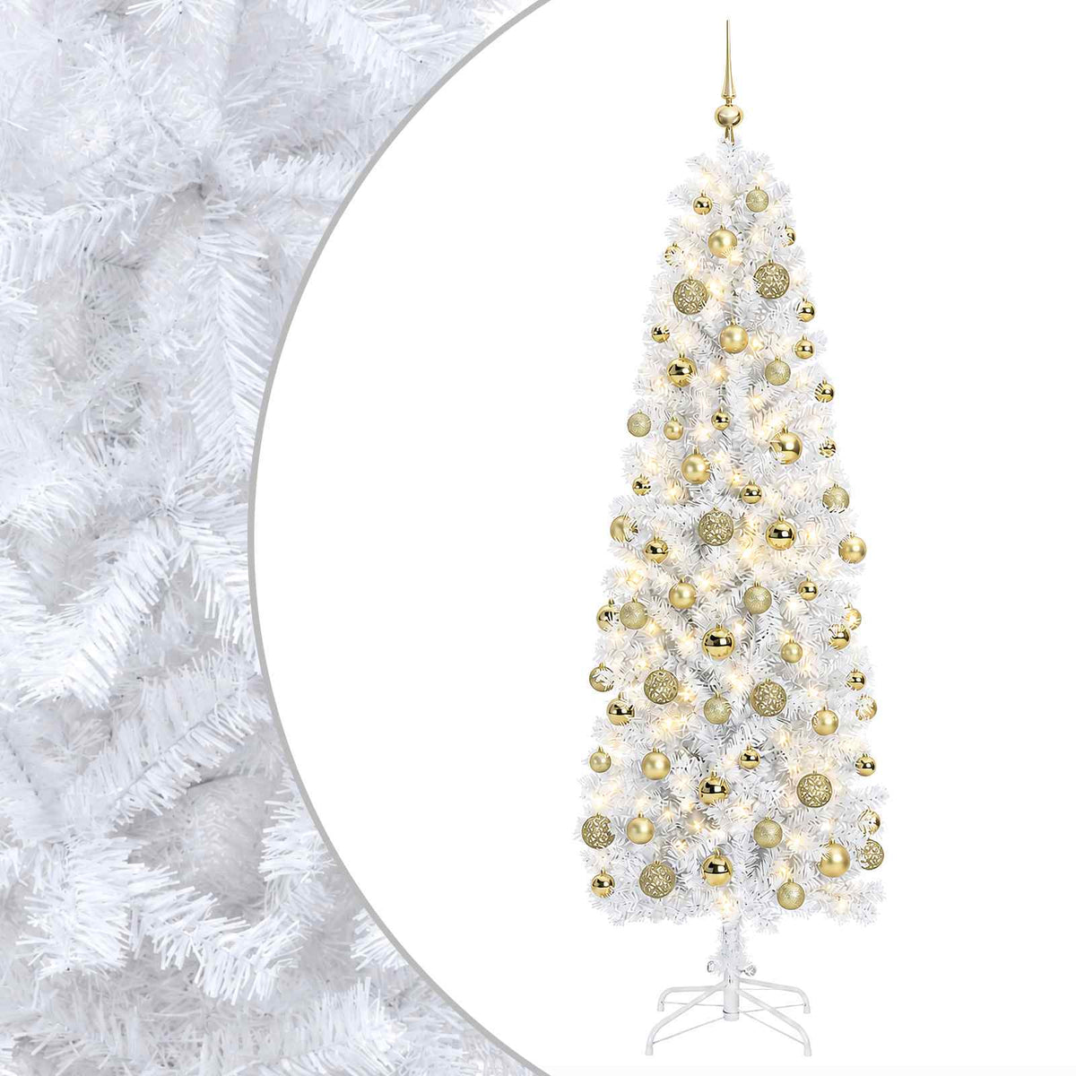 Artificial Slim Christmas Tree with Bauble 180 cm 300 LEDs