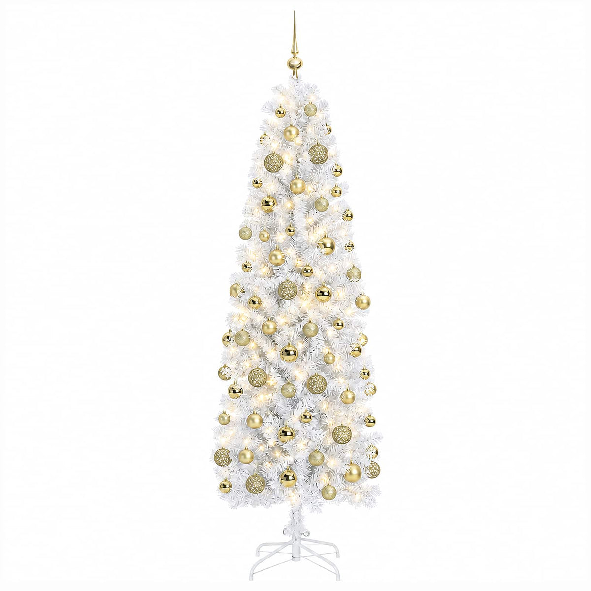 Artificial Slim Christmas Tree with Bauble 180 cm 300 LEDs