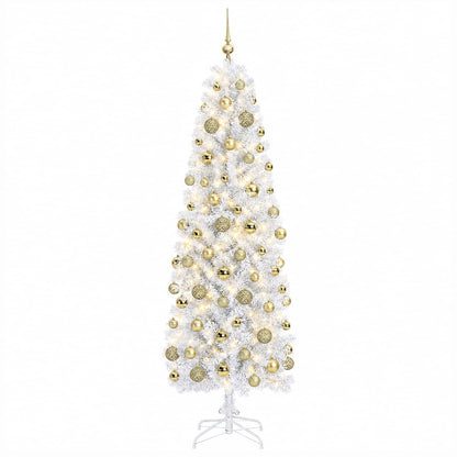 Artificial Slim Christmas Tree with Bauble 240 cm 300 LEDs