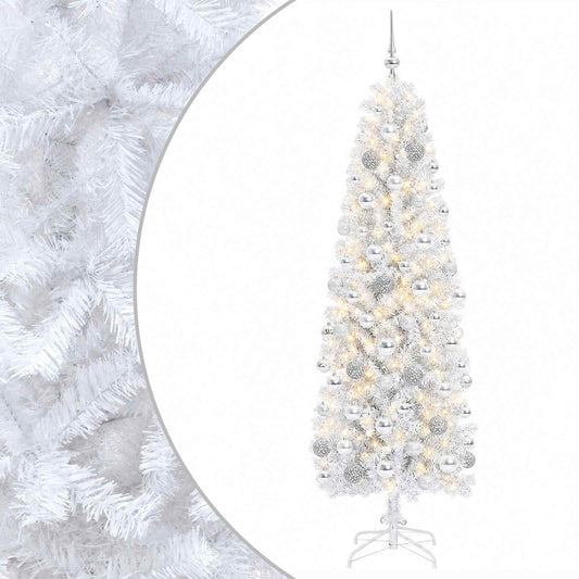 Artificial Slim Christmas Tree with Bauble 240 cm 300 LEDs