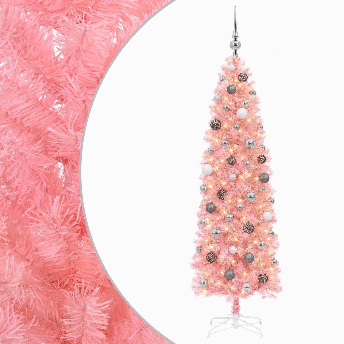 Artificial Slim Christmas Tree with Bauble 180 cm 300 LEDs