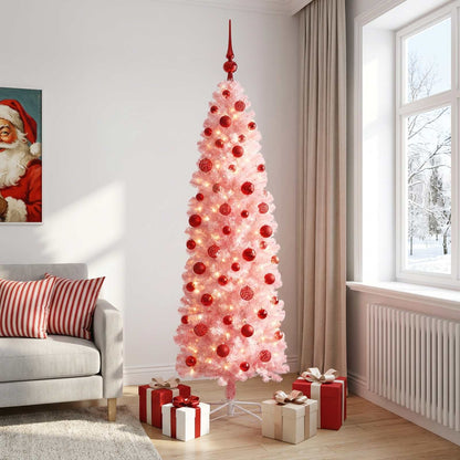 Artificial Slim Christmas Tree with Bauble 240 cm 300 LEDs