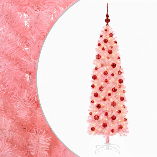 Artificial Slim Christmas Tree with Bauble 240 cm 300 LEDs
