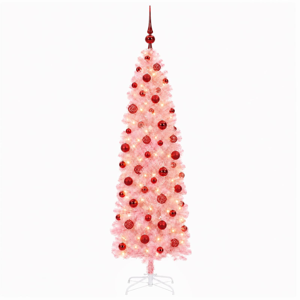 Artificial Slim Christmas Tree with Bauble 240 cm 300 LEDs