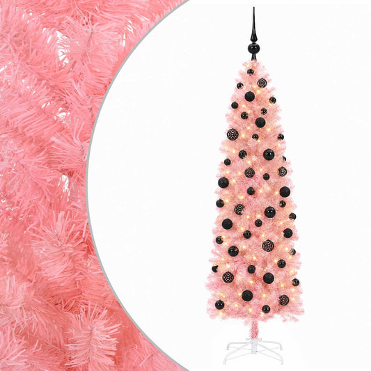 Artificial Slim Christmas Tree with Bauble 180 cm 300 LEDs