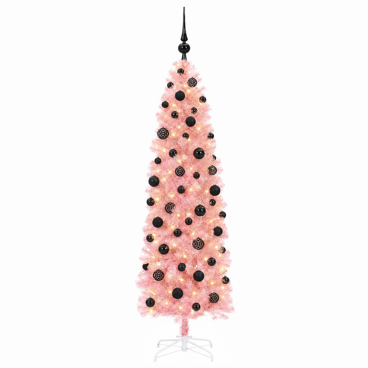 Artificial Slim Christmas Tree with Bauble 180 cm 300 LEDs