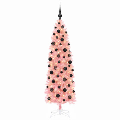 Artificial Slim Christmas Tree with Bauble 180 cm 300 LEDs