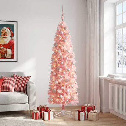 Artificial Slim Christmas Tree with Bauble 180 cm 300 LEDs