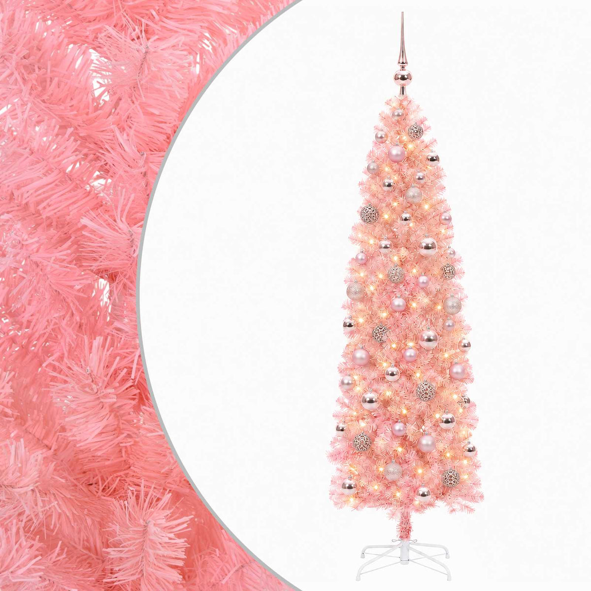 Artificial Slim Christmas Tree with Bauble 180 cm 300 LEDs