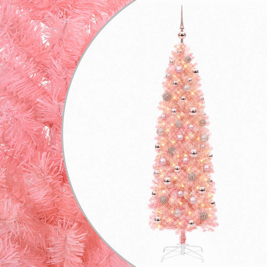 Artificial Slim Christmas Tree with Bauble 180 cm 300 LEDs