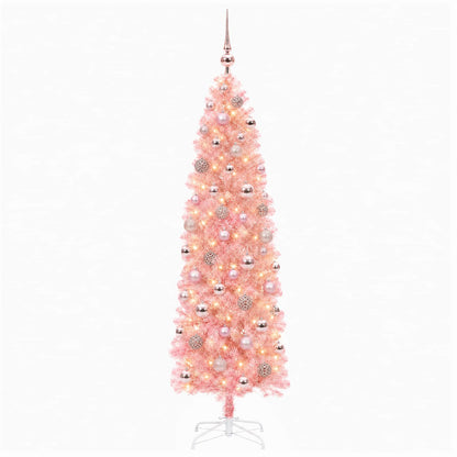 Artificial Slim Christmas Tree with Bauble 180 cm 300 LEDs